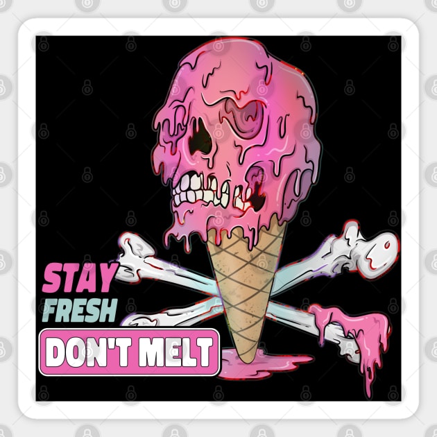 Don't Melt Dripping Ice Cream Skull Magnet by Trendy Black Sheep